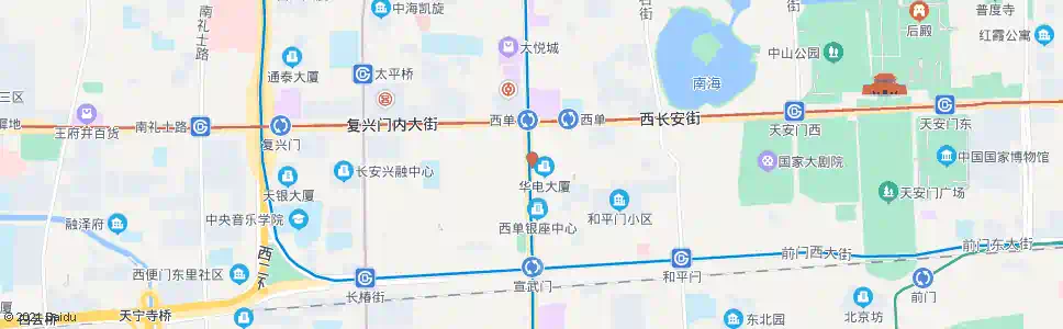 北京西单(西单路口南公交车站)_公交站地图_北京公交_妙搜公交查询2025