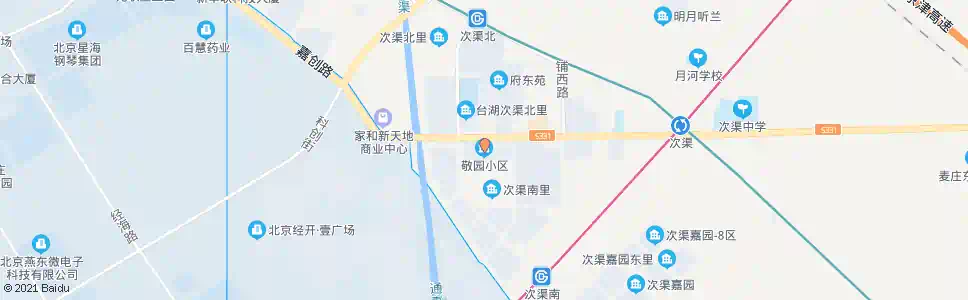 北京次渠敬园小区_公交站地图_北京公交_妙搜公交查询2025