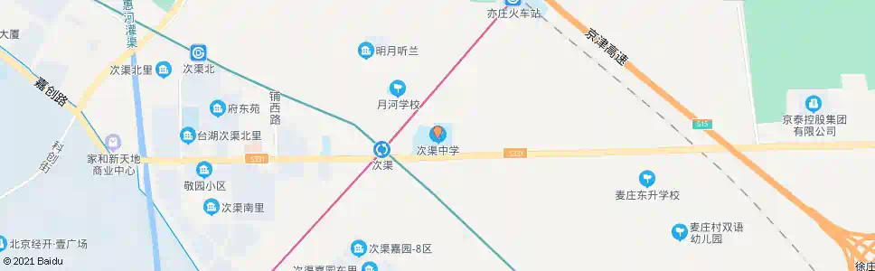 北京次渠中学_公交站地图_北京公交_妙搜公交查询2025