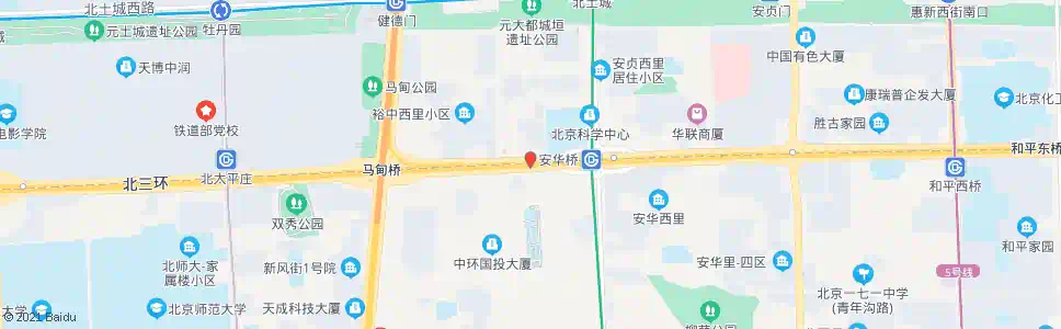 北京安华桥西(西行)_公交站地图_北京公交_妙搜公交查询2025