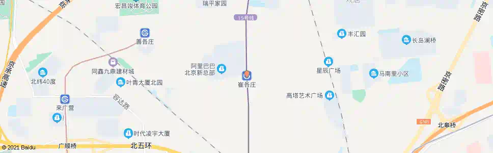 北京崔各庄站_公交站地图_北京公交_妙搜公交查询2025