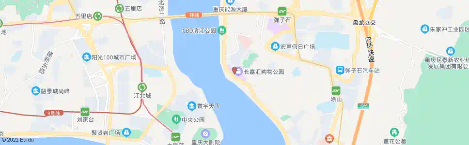 重庆南滨路长嘉汇(北行)_公交站地图_重庆公交_妙搜公交查询2025