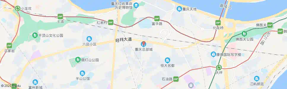 重庆虎头岩总部城_公交站地图_重庆公交_妙搜公交查询2025
