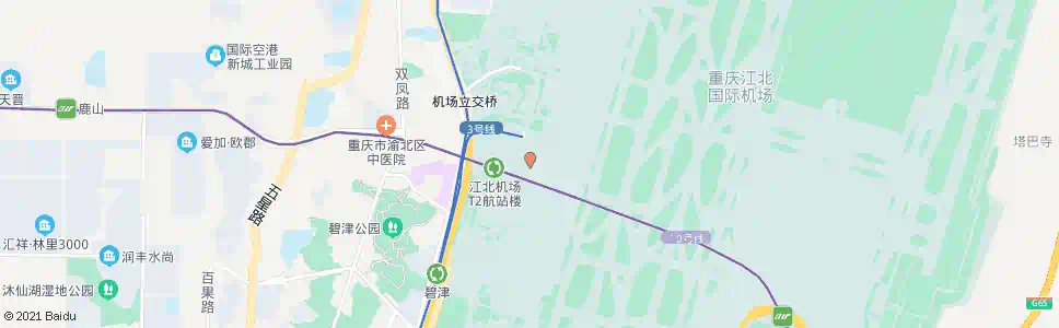 重庆重庆江北国际机场T2B航站楼_公交站地图_重庆公交_妙搜公交查询2025