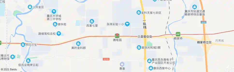 重庆微电园站_公交站地图_重庆公交_妙搜公交查询2025