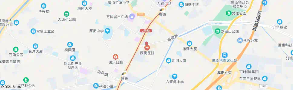 东莞厚街医院北_公交站地图_东莞公交_妙搜公交查询2025