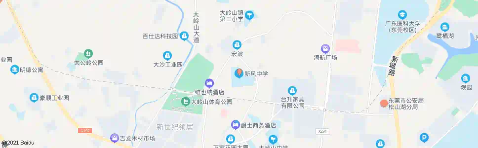 东莞新风中学_公交站地图_东莞公交_妙搜公交查询2025