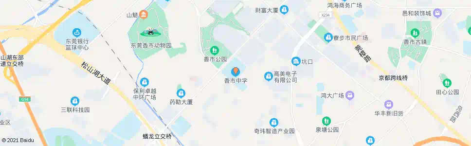 东莞香市中学①_公交站地图_东莞公交_妙搜公交查询2025