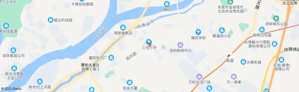 东莞三屯学校_公交站地图_东莞公交_妙搜公交查询2025
