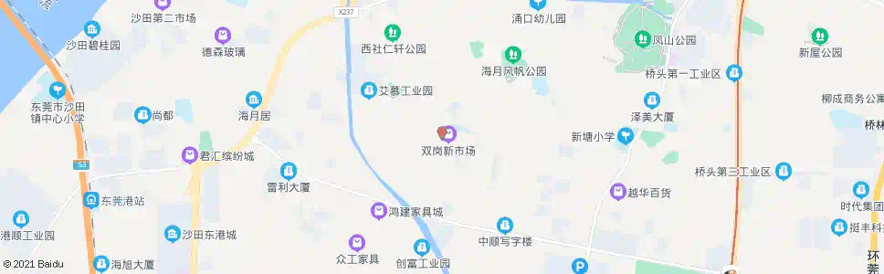 东莞双岗市场_公交站地图_东莞公交_妙搜公交查询2025