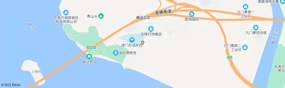 东莞虎门外国语学校_公交站地图_东莞公交_妙搜公交查询2025