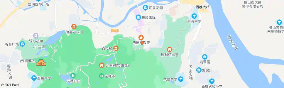 佛山西樵山北枢纽站(登山大道)_公交站地图_佛山公交_妙搜公交查询2025