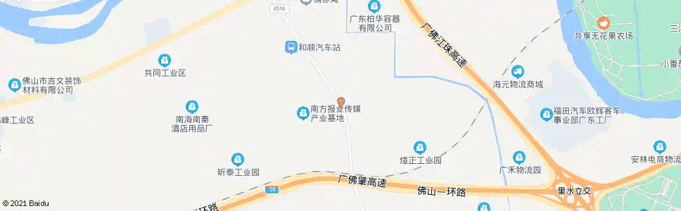 佛山白岗路口_公交站地图_佛山公交_妙搜公交查询2025
