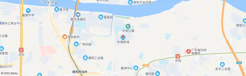 广州华南新城北区西门(南行)_公交站地图_广州公交_妙搜公交查询2025