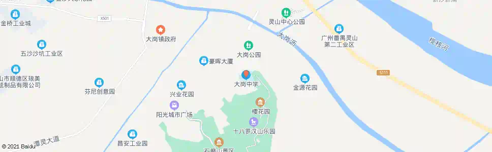 广州大岗中学_公交站地图_广州公交_妙搜公交查询2025