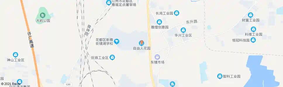 广州花都东镜(自由人花园)总站_公交站地图_广州公交_妙搜公交查询2025
