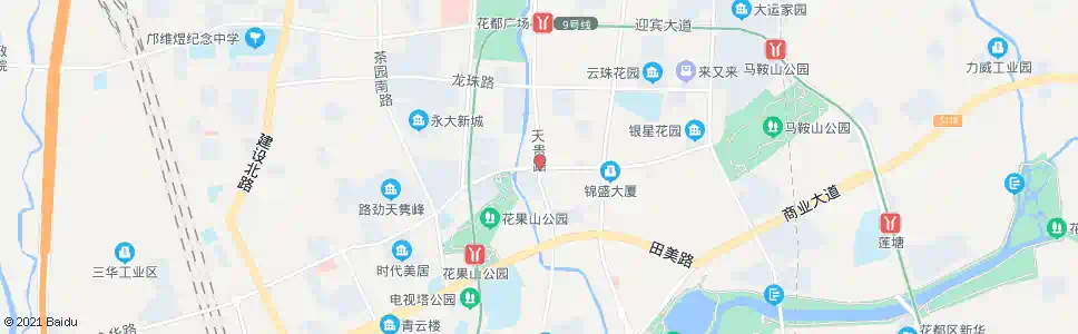 广州田美西村_公交站地图_广州公交_妙搜公交查询2025