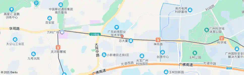 广州科学大道(风信路口)_公交站地图_广州公交_妙搜公交查询2025