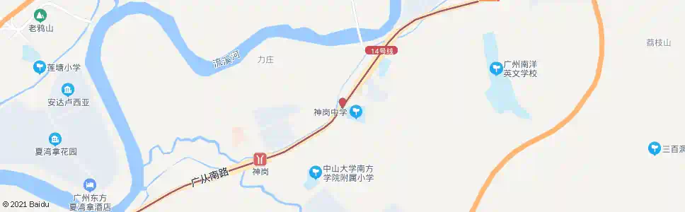 广州神岗中学_公交站地图_广州公交_妙搜公交查询2025