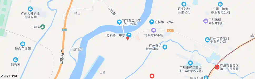 广州竹料一中_公交站地图_广州公交_妙搜公交查询2025