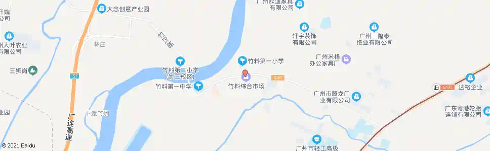 广州竹料墟_公交站地图_广州公交_妙搜公交查询2025