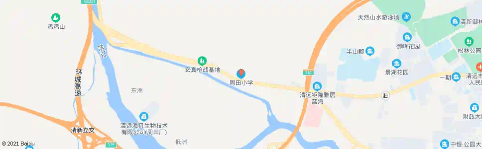 清远周田小学_公交站地图_清远公交_妙搜公交查询2025