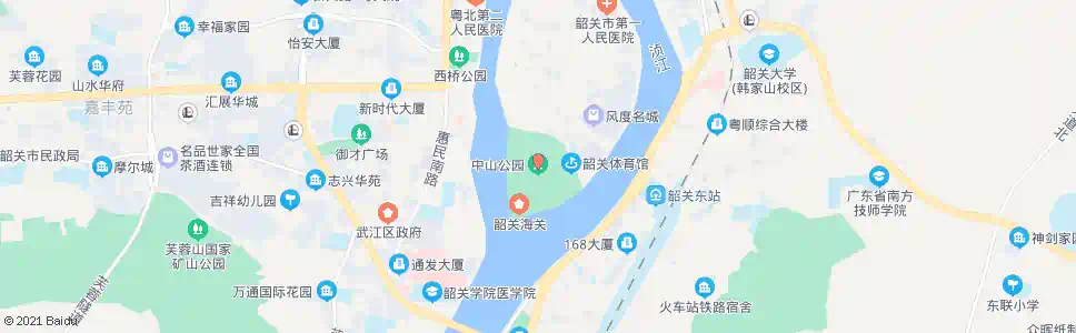 韶关中山公园_公交站地图_韶关公交_妙搜公交查询2025