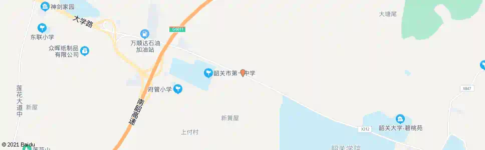 韶关黄屋村_公交站地图_韶关公交_妙搜公交查询2025