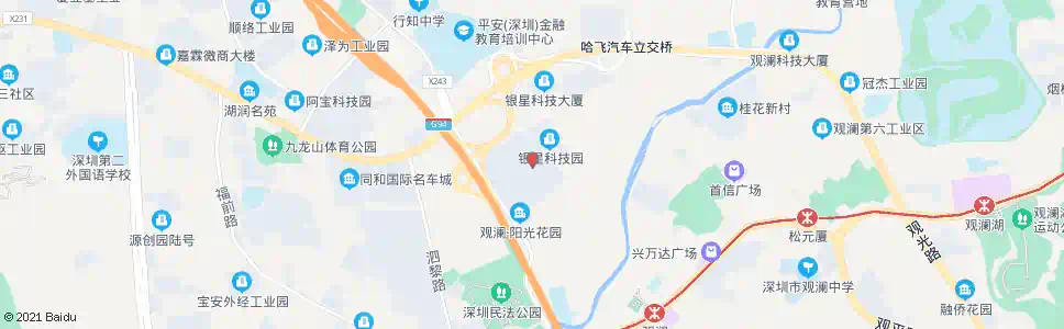 深圳观澜银星工业园_公交站地图_深圳公交_妙搜公交查询2025
