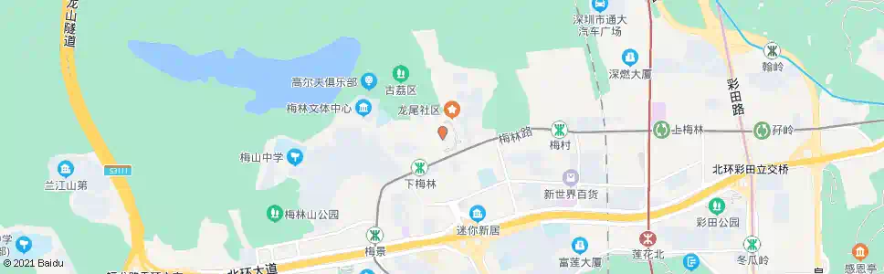 深圳下梅林文体公园_公交站地图_深圳公交_妙搜公交查询2025