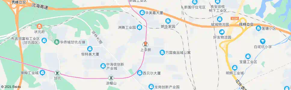 深圳上李朗村_公交站地图_深圳公交_妙搜公交查询2025