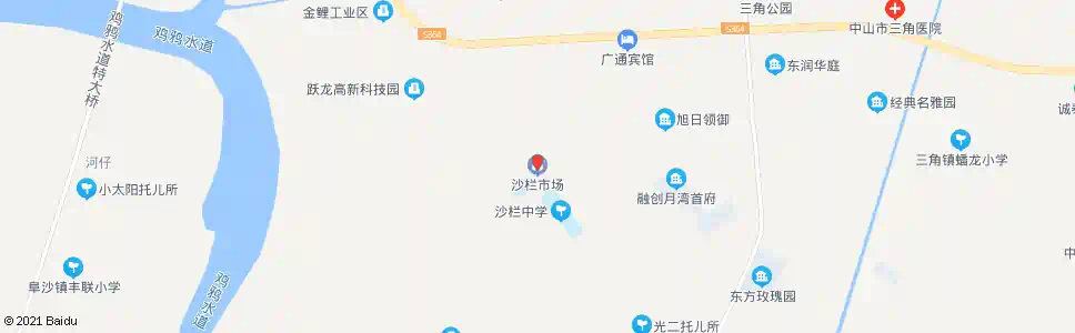 中山沙栏市场_公交站地图_中山公交_妙搜公交查询2025