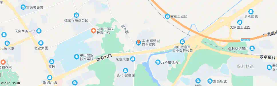 中山实地璟湖城(博爱七路)_公交站地图_中山公交_妙搜公交查询2025