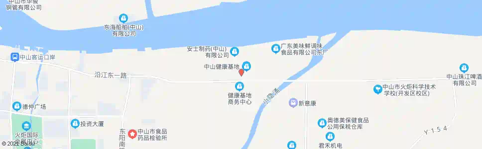 中山中山健康基地(沿江东路)_公交站地图_中山公交_妙搜公交查询2025