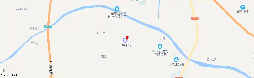 中山三墩村市场_公交站地图_中山公交_妙搜公交查询2025