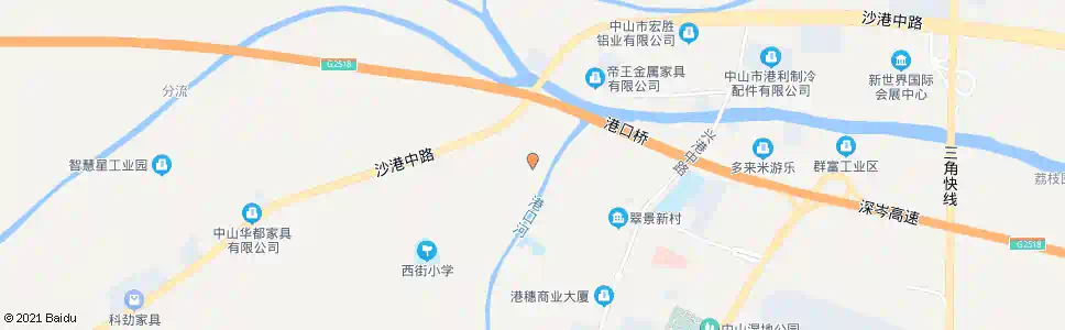 中山西街村_公交站地图_中山公交_妙搜公交查询2025