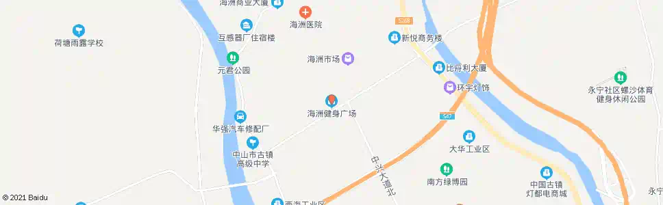 中山海洲健身广场_公交站地图_中山公交_妙搜公交查询2025