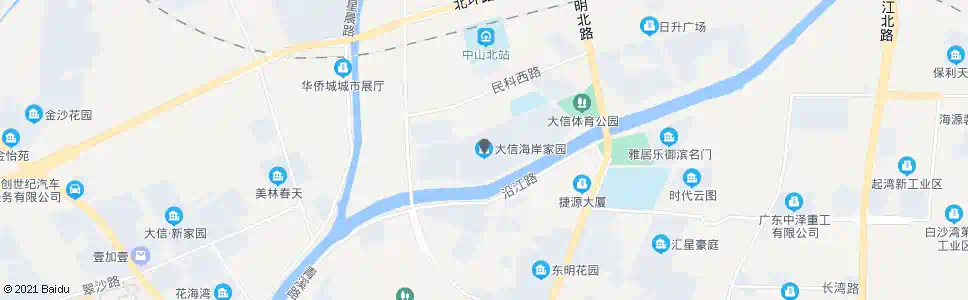 中山大信海岸家园_公交站地图_中山公交_妙搜公交查询2025