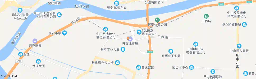 中山升辉北市场_公交站地图_中山公交_妙搜公交查询2025
