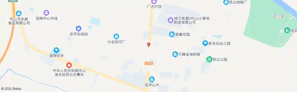 中山六百六路西(浪网路口)_公交站地图_中山公交_妙搜公交查询2025