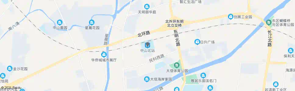 中山长江北路北_公交站地图_中山公交_妙搜公交查询2025