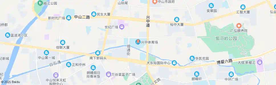 中山兴中体育场北_公交站地图_中山公交_妙搜公交查询2025