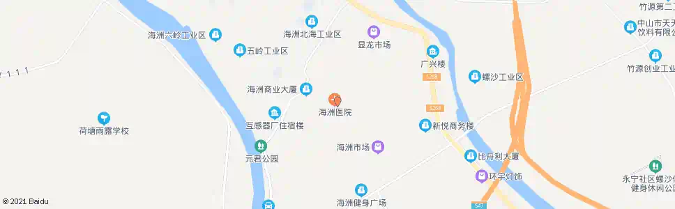 中山海洲医院_公交站地图_中山公交_妙搜公交查询2025