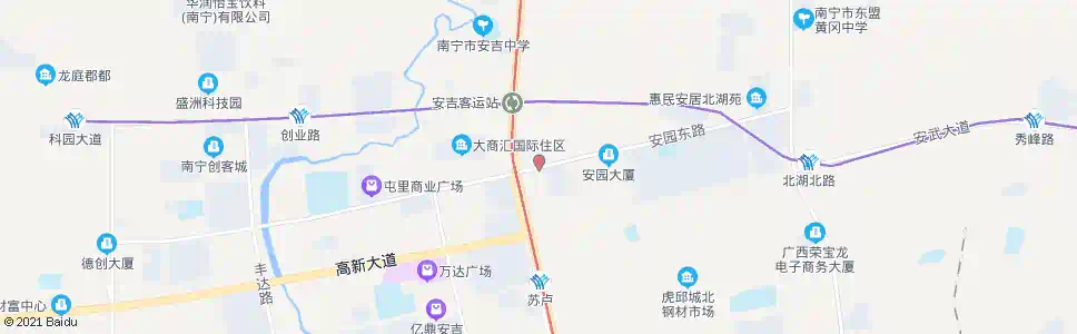 南宁安园安吉路口_公交站地图_南宁公交_妙搜公交查询2025
