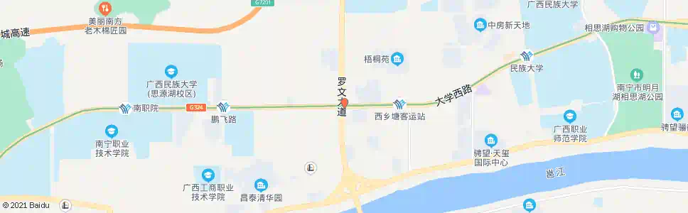 南宁罗文大学路口_公交站地图_南宁公交_妙搜公交查询2025