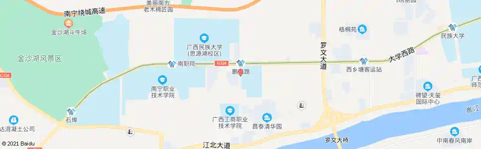 南宁大学鹏飞路口_公交站地图_南宁公交_妙搜公交查询2025
