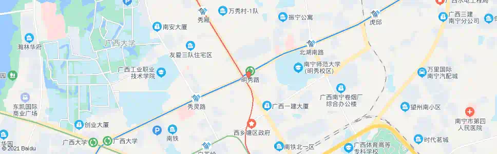 南宁大学明秀路口_公交站地图_南宁公交_妙搜公交查询2025