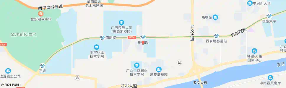 南宁鹏飞大学路口_公交站地图_南宁公交_妙搜公交查询2025