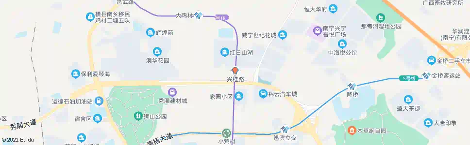 南宁兴桂降桥路口_公交站地图_南宁公交_妙搜公交查询2025