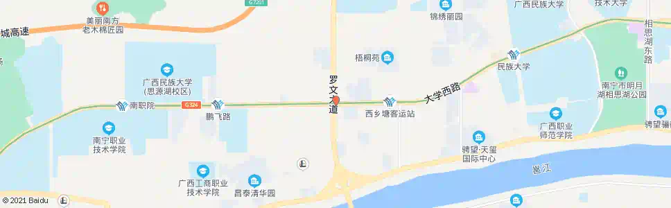 南宁大学罗文路口_公交站地图_南宁公交_妙搜公交查询2025